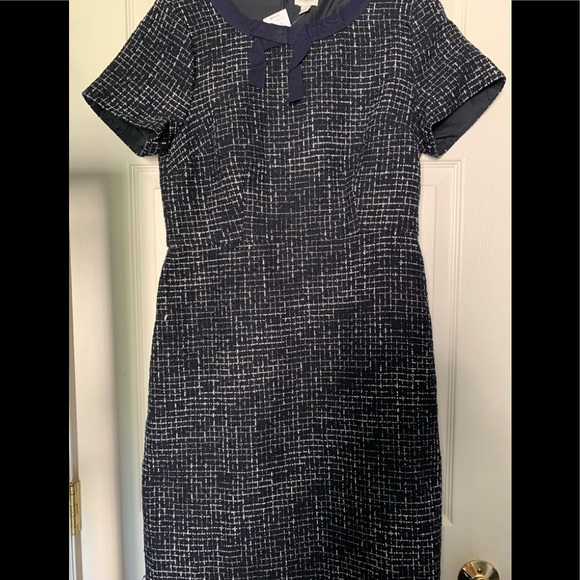 J Crew lined tweed dress w/bow accent on neckline